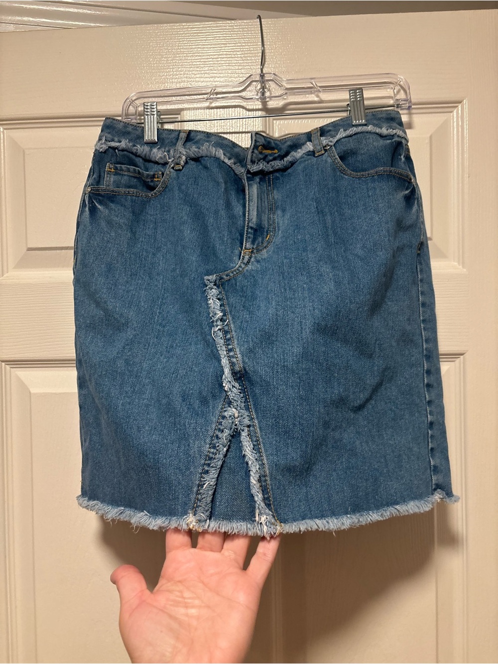 LOFT Denim Mini Skirt Size 8 Raw Hem Y2K Casual Jean Skirt